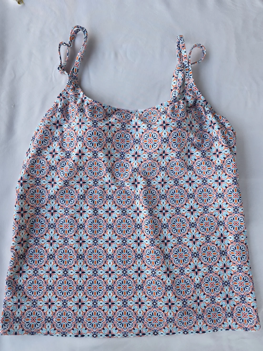 Lands' End Multi-Color Patterned Swimwear Top — White, Orange, Blue
